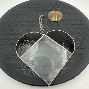 Vintage Stained Glass Heart Handcrafted Sun Catcher